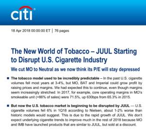 Juul a déclenché l'écroulement de l'industrie cigarettière aux US, selon CITI